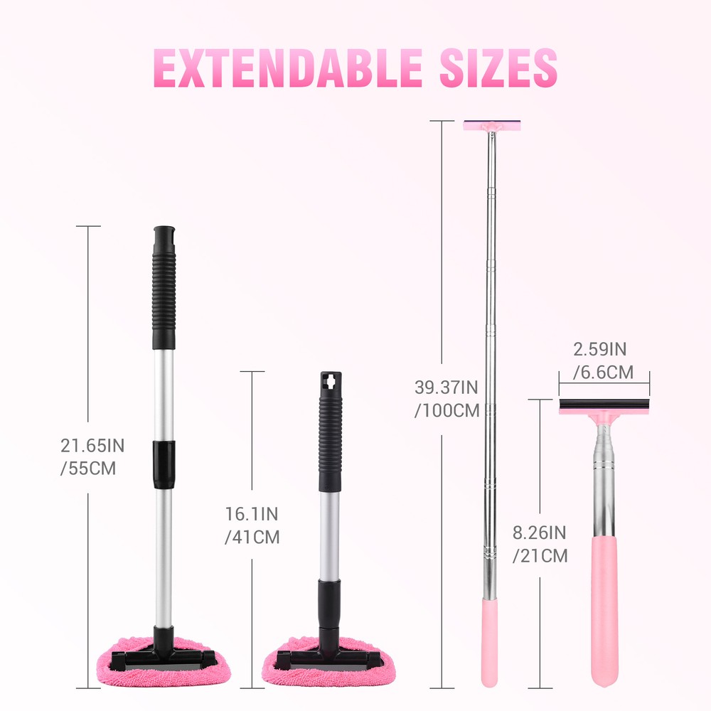 39" Extendable Window Squeegee Cleaner, 2 in 1 Shower Squeegee w/ Extension Pole