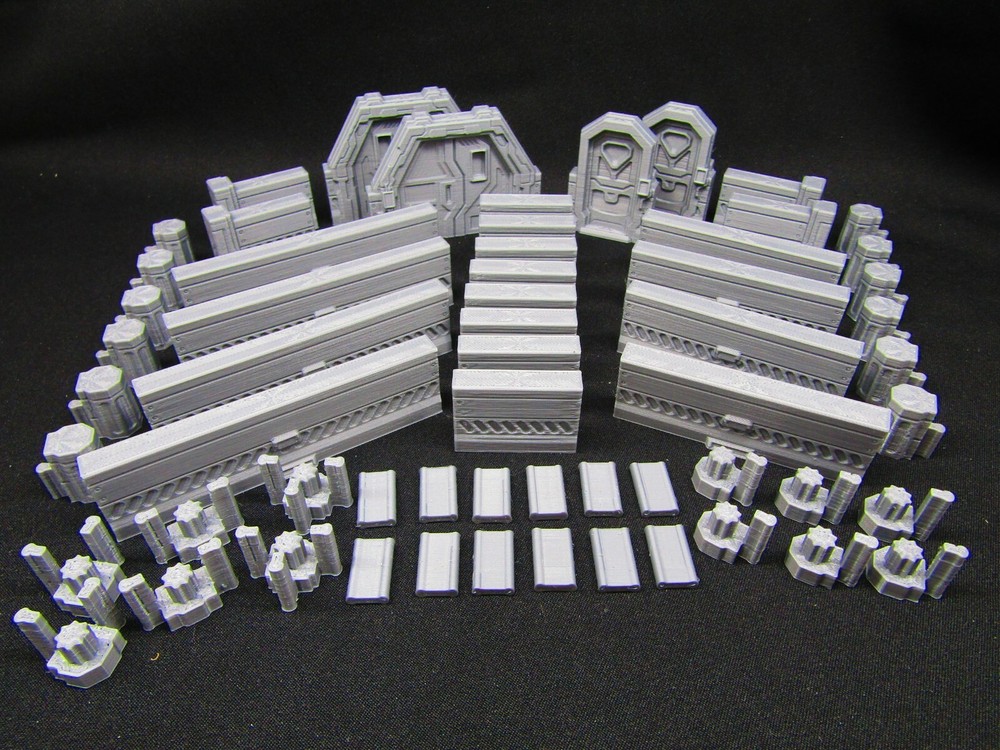 60pc DungeonSticks Sci Fi Map Building Wall Tile Set Scenery Terrain 3D Printed