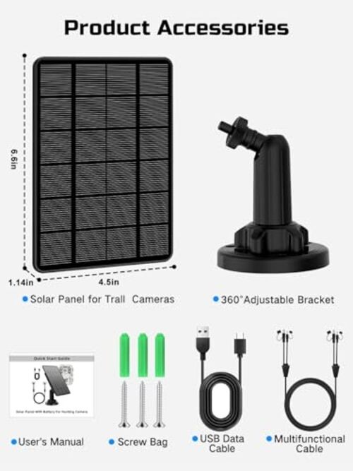 Trail Camera Solar Panel, High Solar Conversion Rate for Trail Camera -