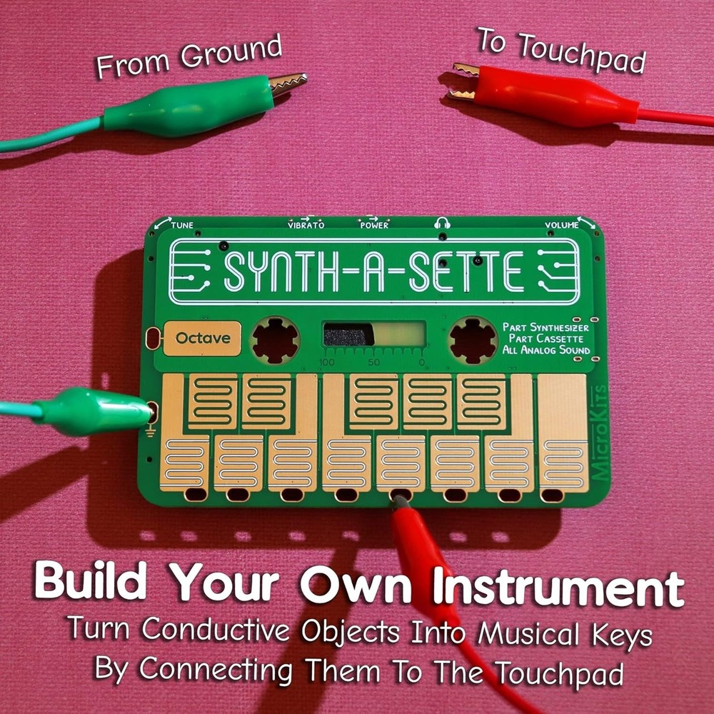 Synth-a-Sette: Compact Cassette-Sized Pocket Synthesizer with Alligator Clips