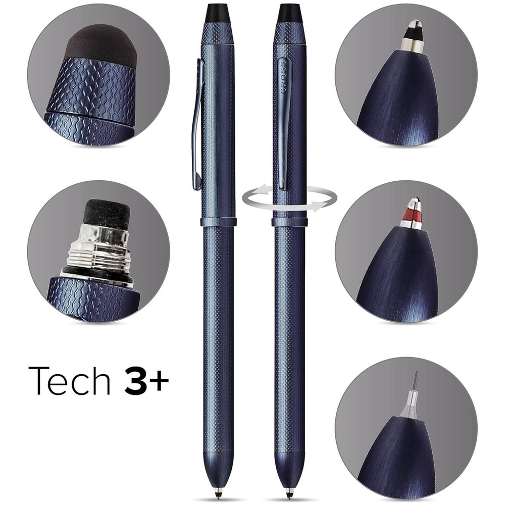 Cross Multifunction Pen Tech3+ Dark Blue PVD Diamond Pattern AT0090-25