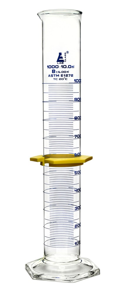 Eisco Labs 1000ml Graduated Cylinder with Protective Collar, ASTM, Class B