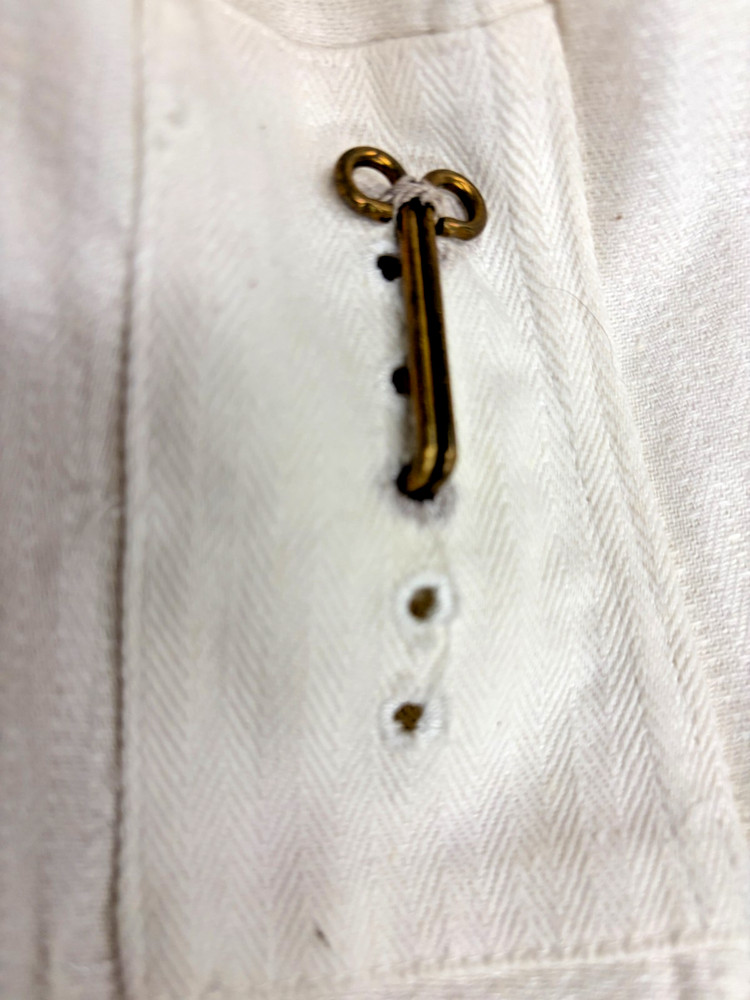 LUFTWAFFE HBT TRAINING UNIFORM, JACKET & TROUSERS. + BRACES, MAKER & DATE 1944