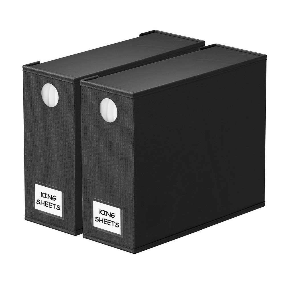 SpaceAid 2 Pack Bed Sheet Organizers and Storage, Foldable 2 Pack, Black