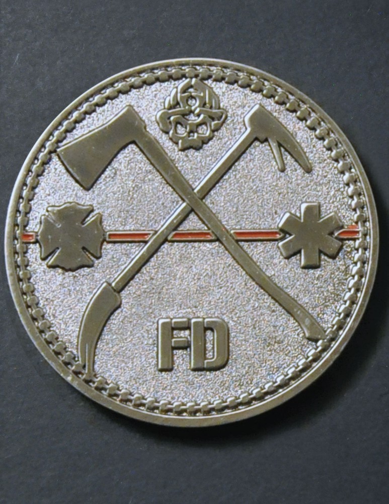 Firefighter Thin Redline Challenge Coin- The Challenge -The Line- The Sacrifice