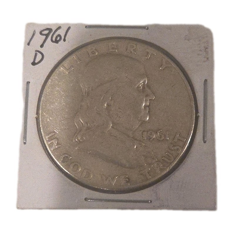 1961 - D Franklin Half Dollar – 90% Silver – Circulated