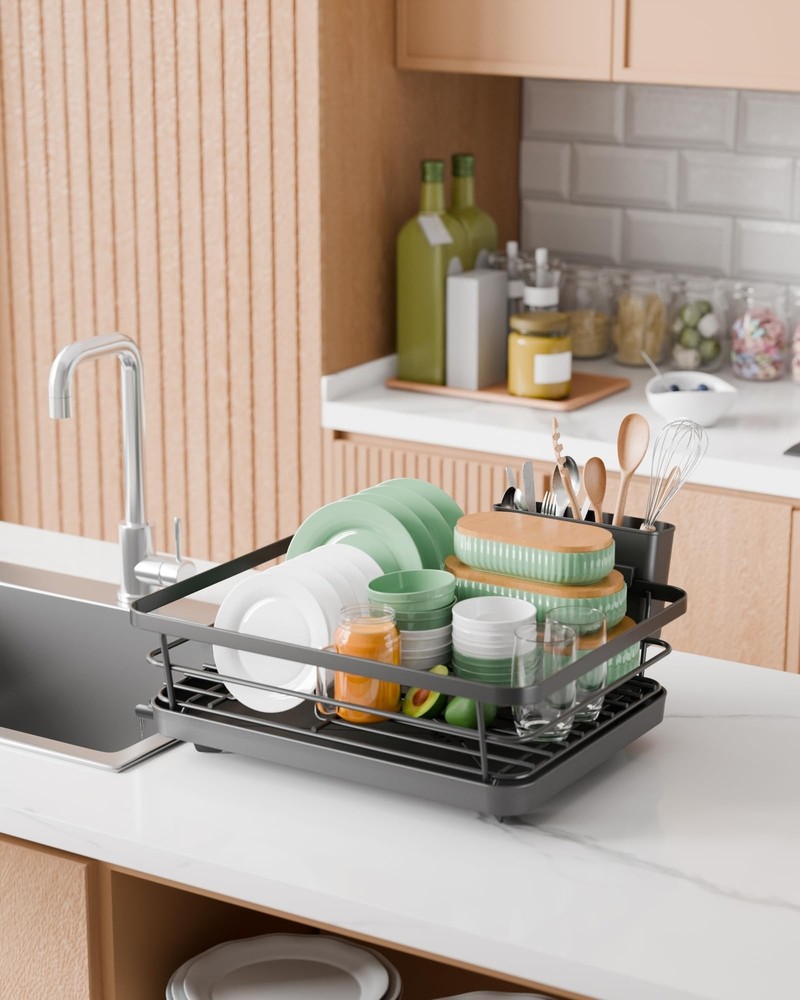 Kitsure Dish Drying Rack- Space-Saving Dish Rack, Dish Racks for Kitchen Coun...