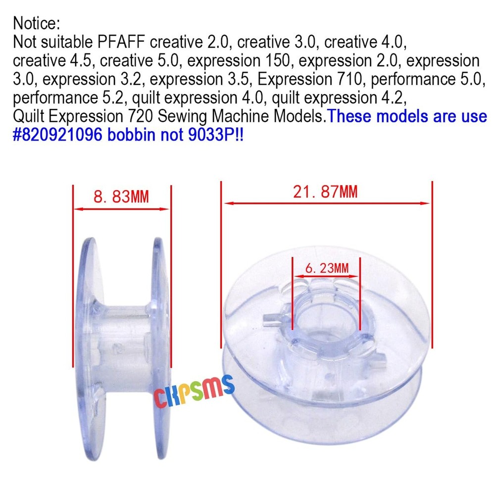 CKPSMS Brand - #9033P BOBBINS Plastic Compatible with/Replacement for PFAFF B...