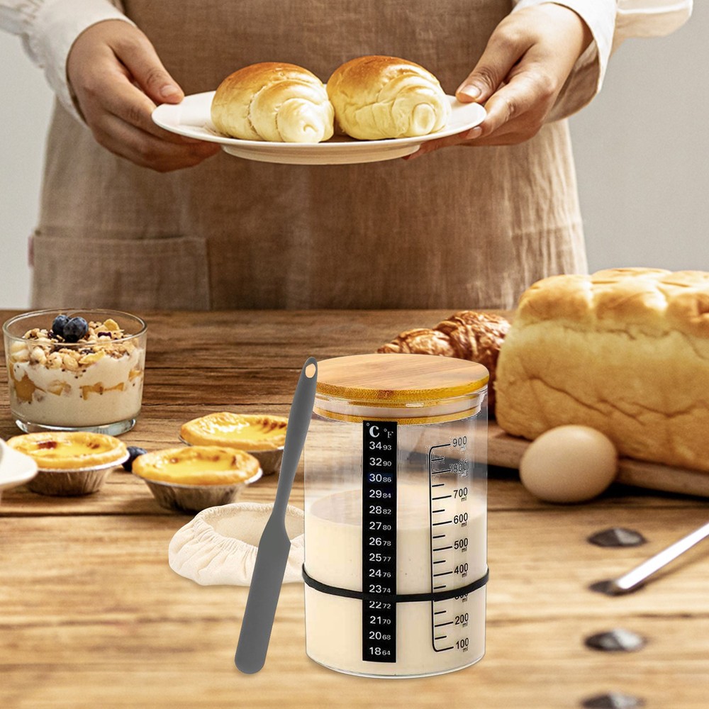 Bread Starter Jar Kitchen Fermentation Glass Set Multifunctional
