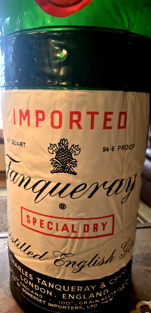 HUGE 27” Tanqueray Gin LARGE DISPLAY DUMMY BOTTLE Store Display (EMPTY)