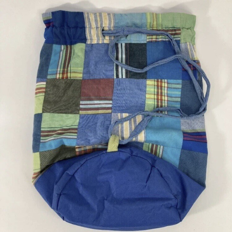 One-Way Kikoy Patchwork Drawstring Backpack Cinch Sack Waterproof Handmade