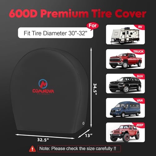 RV Tire Covers 4 Pack, Tough Tire L - Fit Tire Diameter 30"-32" Black - 4 Packs