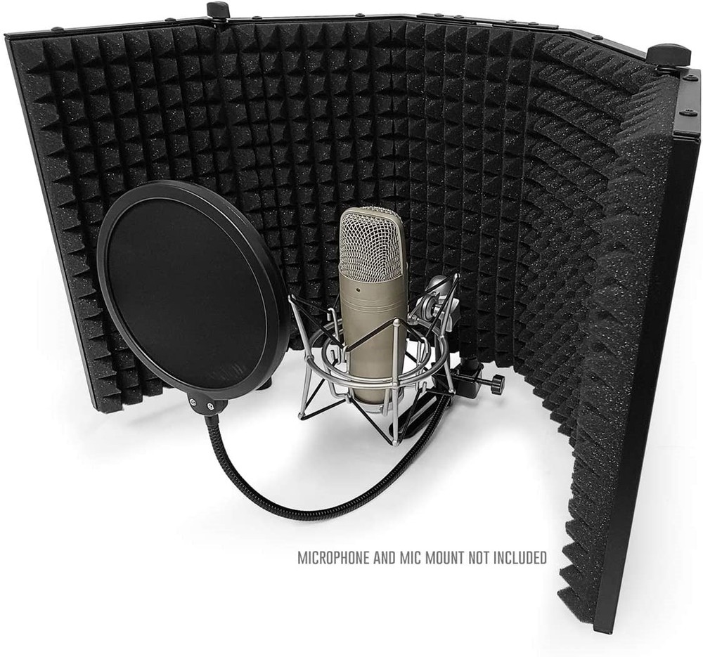AxcessAbles SF-101 Vented Recording Studio Microphone Isolation Shield (Black)