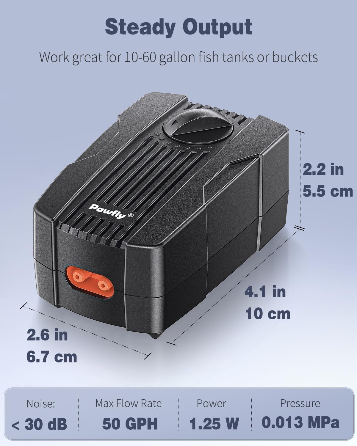 Aquarium Air Pump for 10-200 Gallon Fish Tanks Dual Outlet Adjustable Quiet