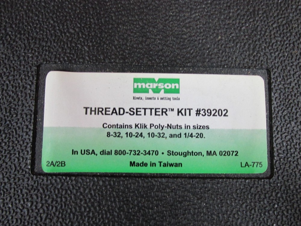 Marson #39202 Thread-Setter Kit SAE Threaded Inserts Klik Poly Nuts