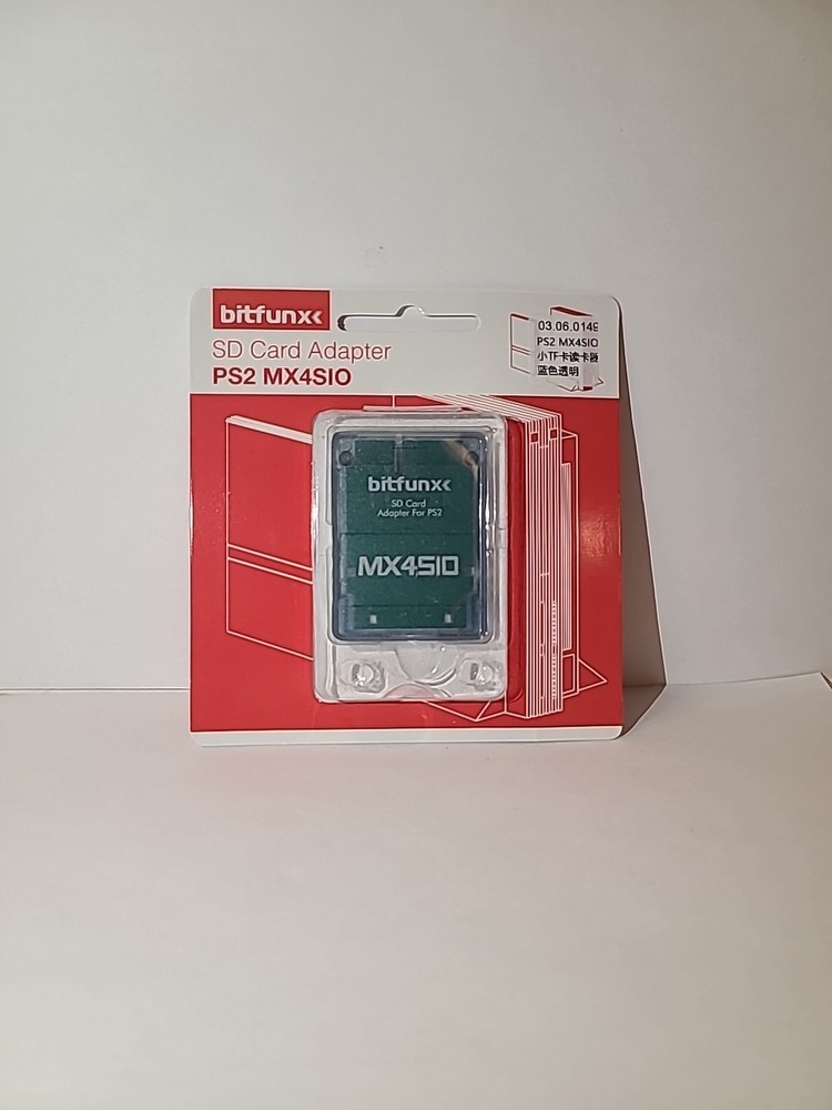 Bitfunx PS2 MX4SIO SD MicroSD Memory Card Adapter Clear Blue