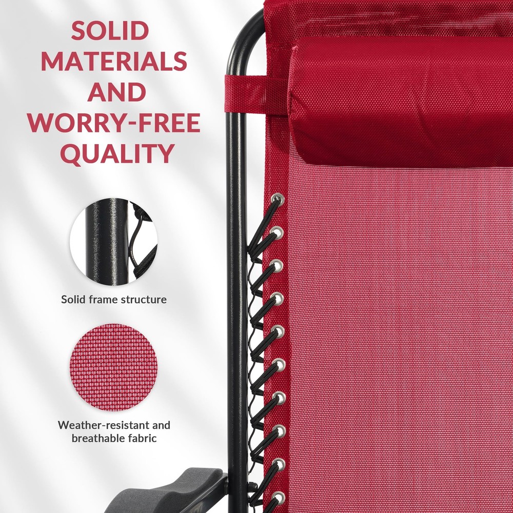 Patio Weather-Resistant Zero-Gravity Chairs Burgundy