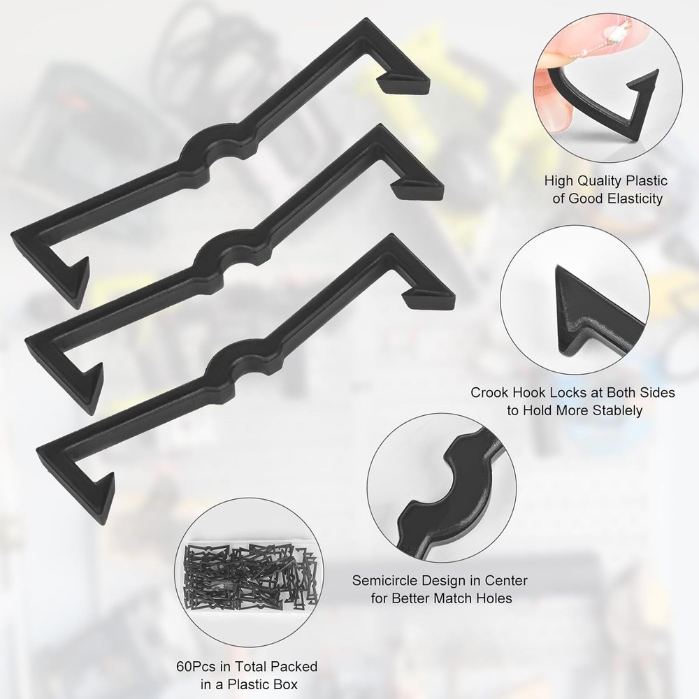 Black Peg Locks Plastic Pegboard Hook Locks Pegboard Display Hook Organizer Fixe