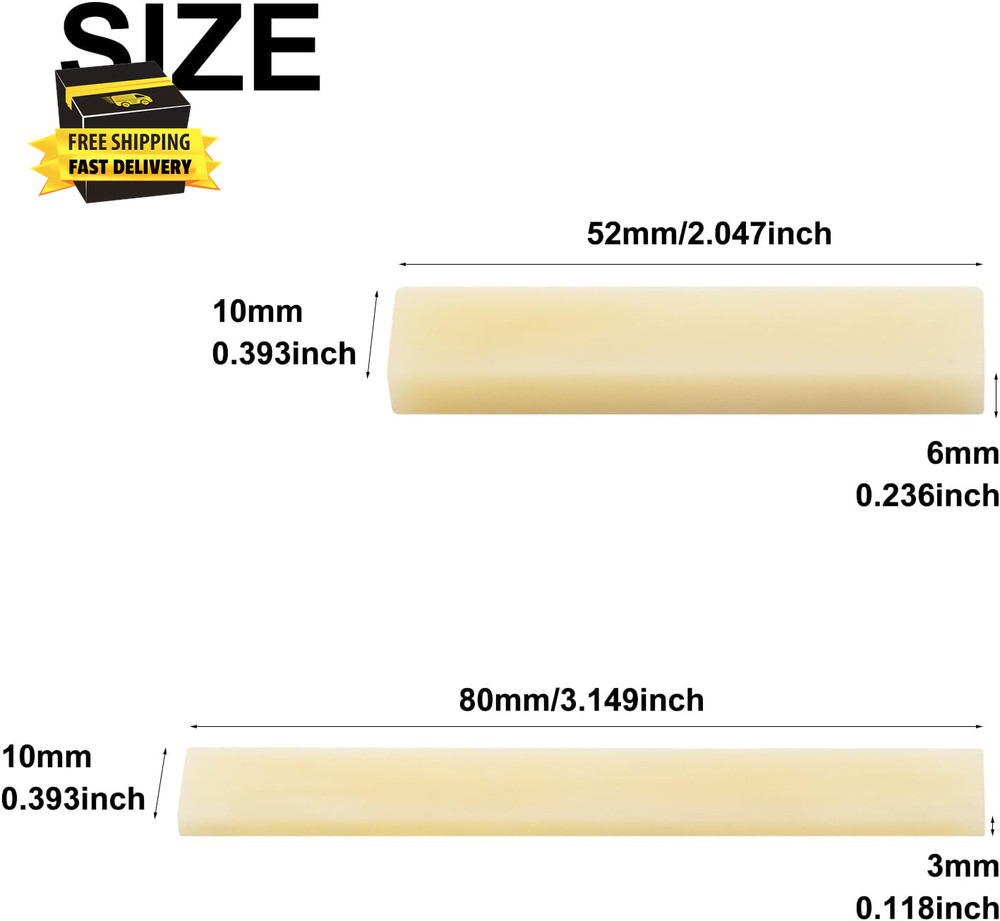 6Pcs Unbleached Guitar Bone Nuts and Saddle, Blank Guitar Bridge Saddle and Nut,