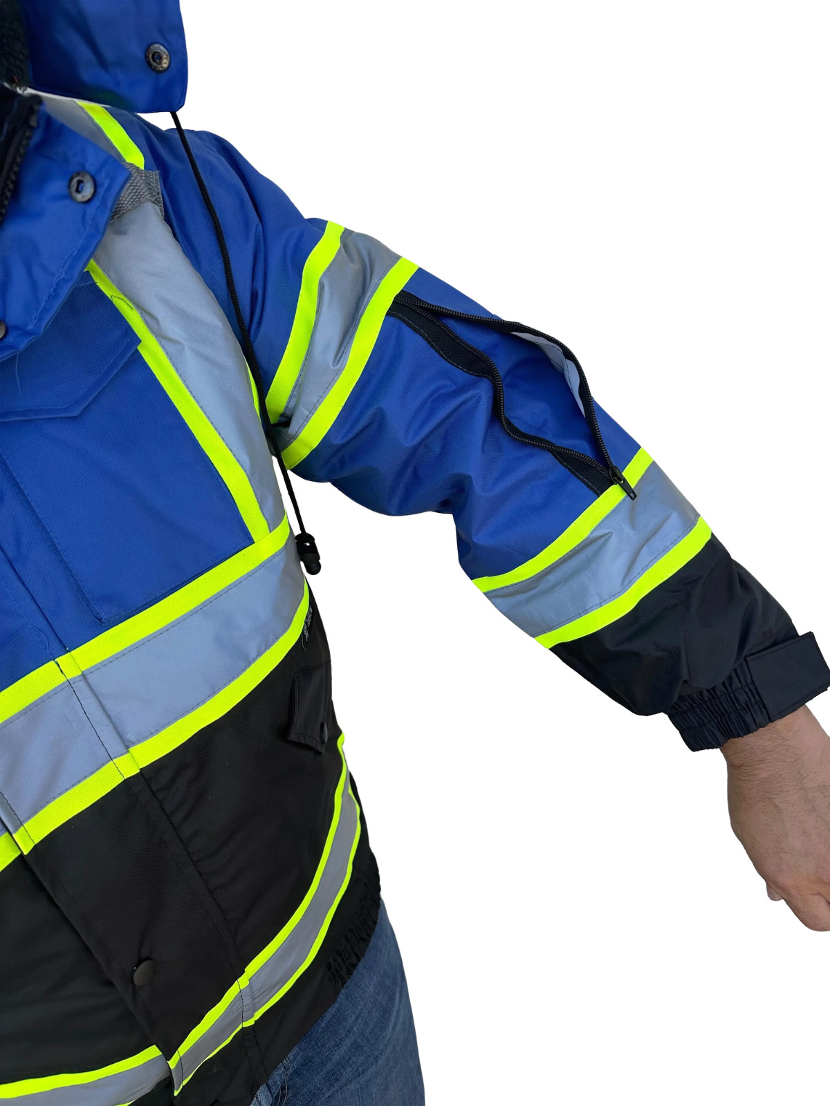 Class 3 Blue High Visibility Waterproof Bomber Jacket