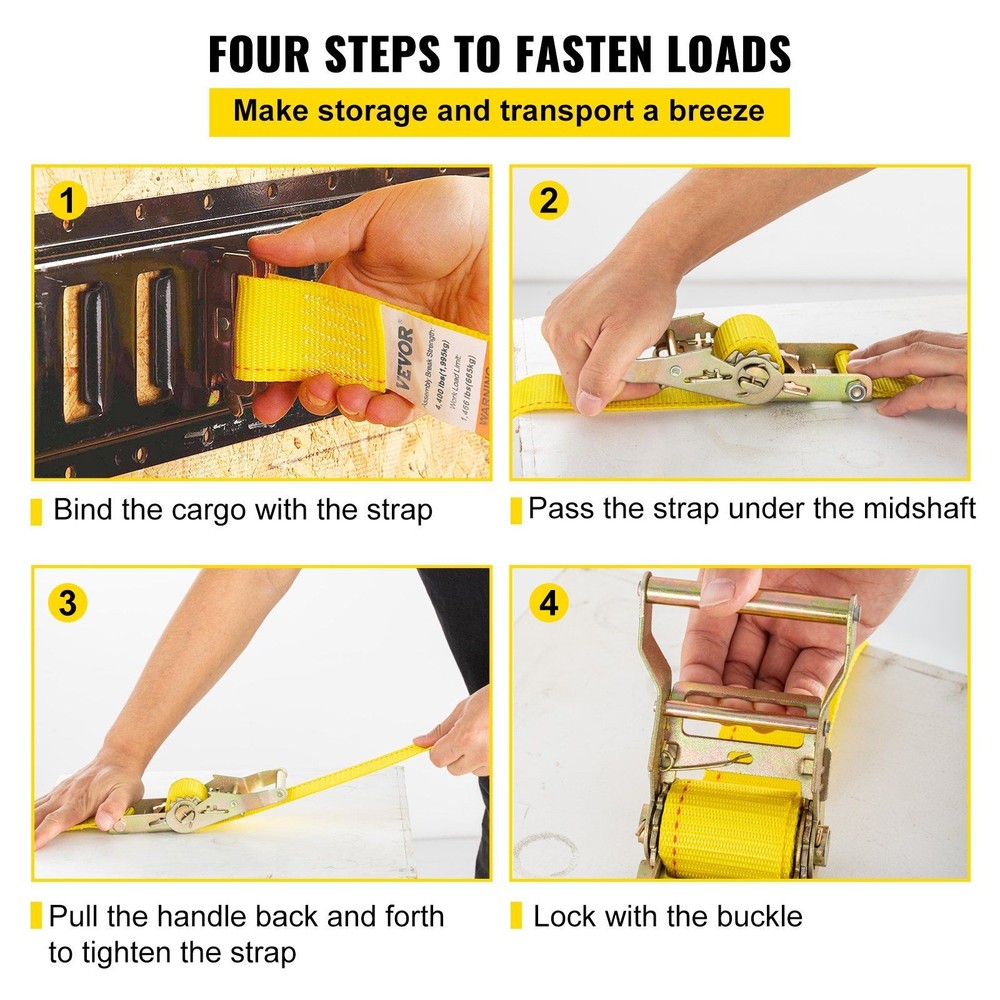 4400lb 2x15ft Polyester E Track Ratchet Strap 18PCS with Spring Fitting