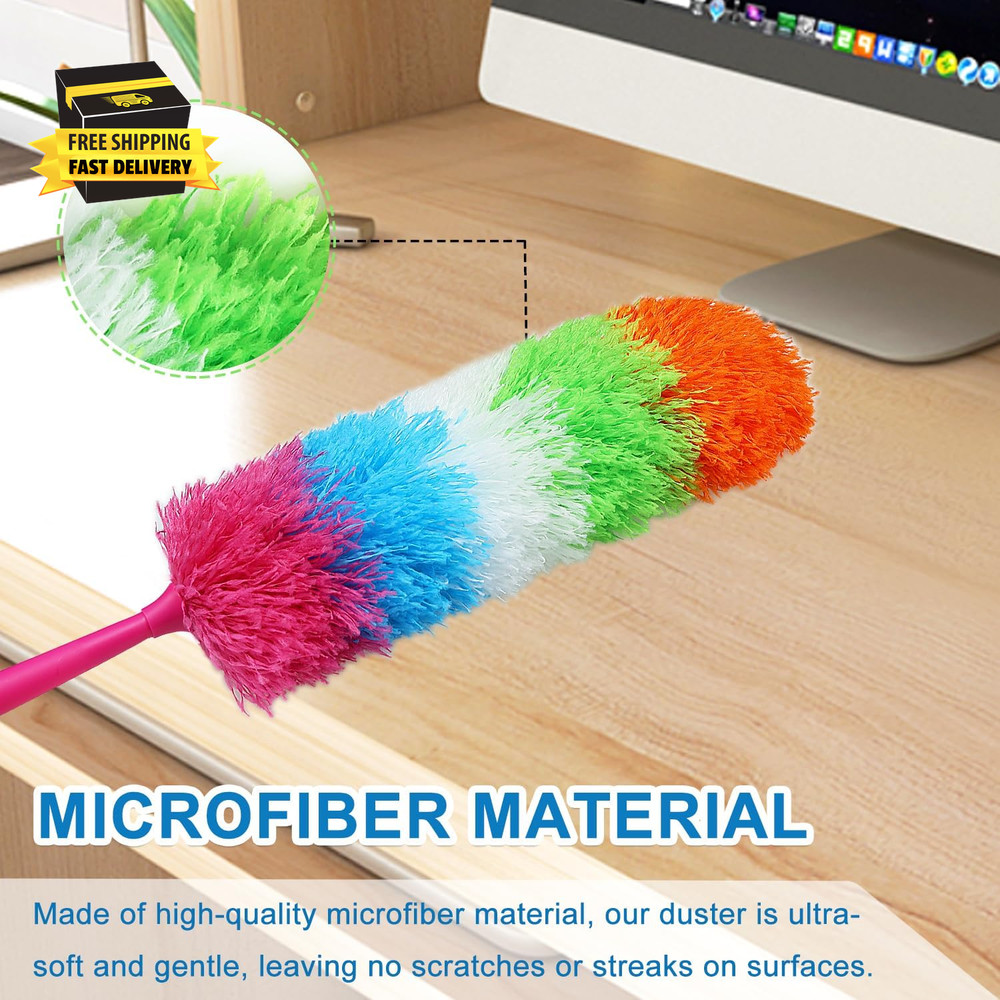 20-Inch Microfiber Hand Duster, Car Interior Detailing Duster, Rainbow Feather D