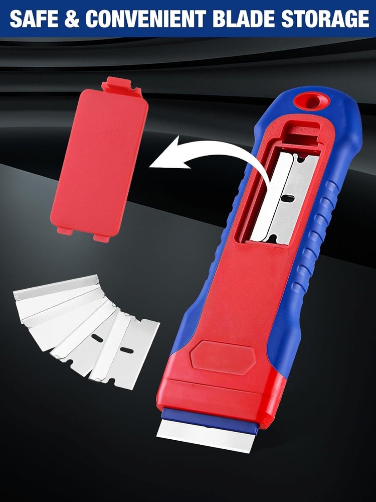 WORKPRO Retractable Razor Blade Scraper 56PC Blade Storage Cleaning Scraper Tool