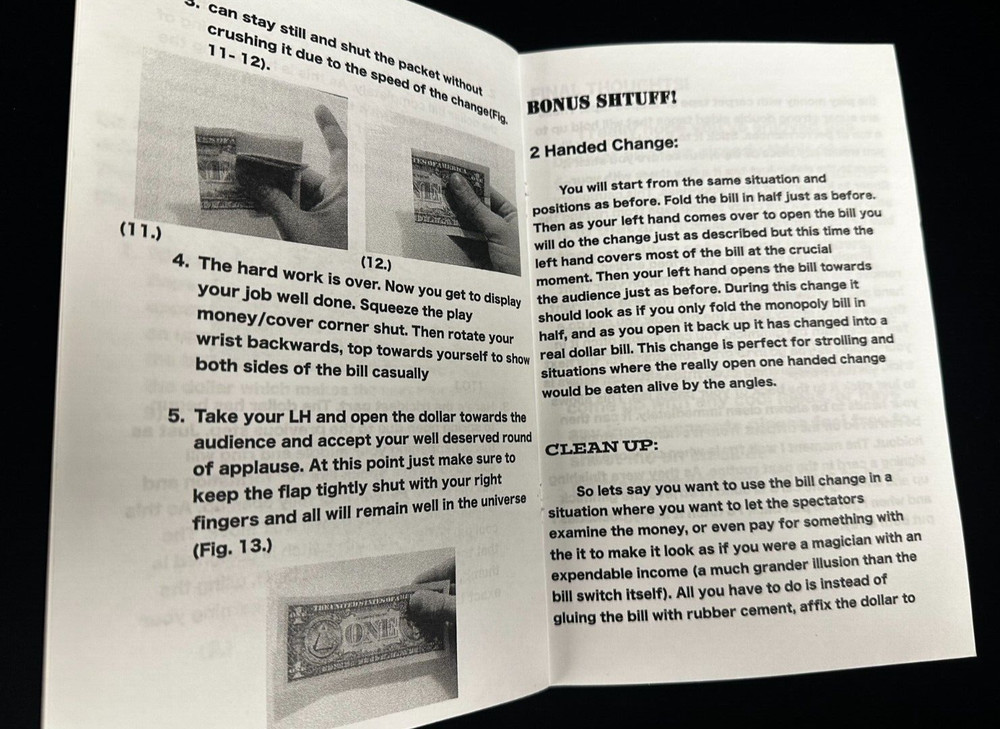 Nick Diffate's Do Not Pass Go is highly visual bill change using play money