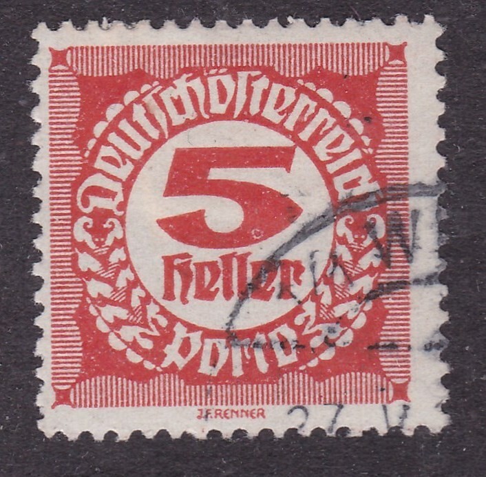 Austria 1920 Postage Due 5h Fine Used SG D384aa VGC