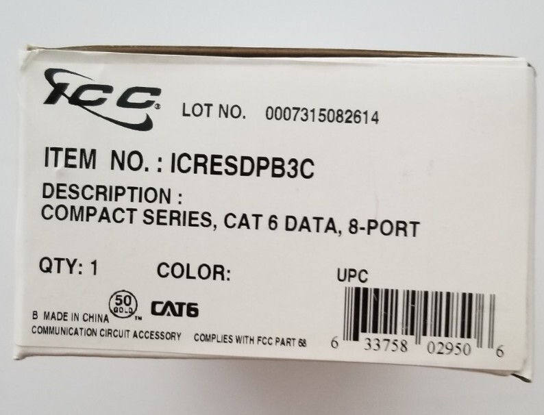 ICC ICRESDPB3C CAT6 DATA 8 PORT