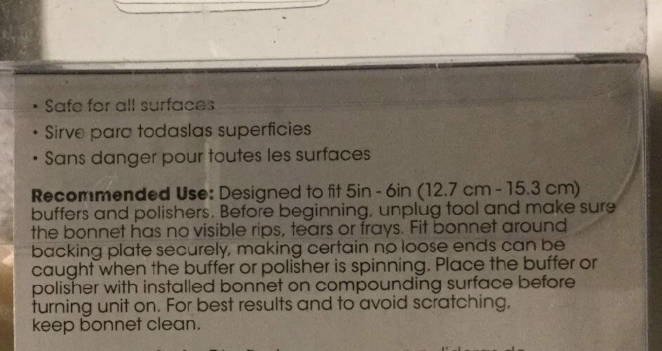 Autocraft Microfiber Bonnet For 5-6inch Diameter Buffer Wheel (2 Per Pack) AC274