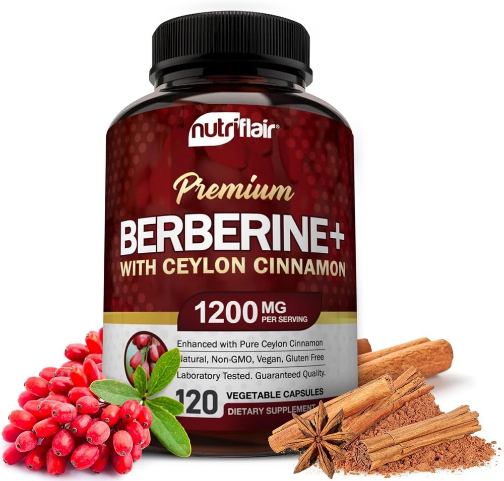 Premium Berberine HCl with Ceylon Cinnamon Immune Digestive System 120 Capsules