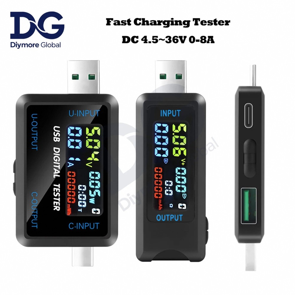 10 in 1 USB 4.5-36V 0-8A Voltmeter Current Voltage Meter Digital LCD Screen