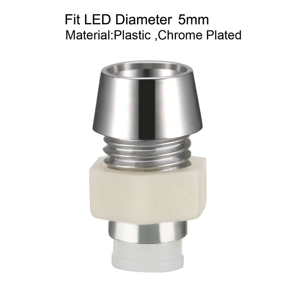 100 Pack 5mm LED Holder Light Bulb Socket Plastic Chrome Plated