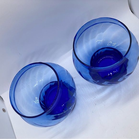 2 Cobalt Blue Glass Vases Some Bubbles