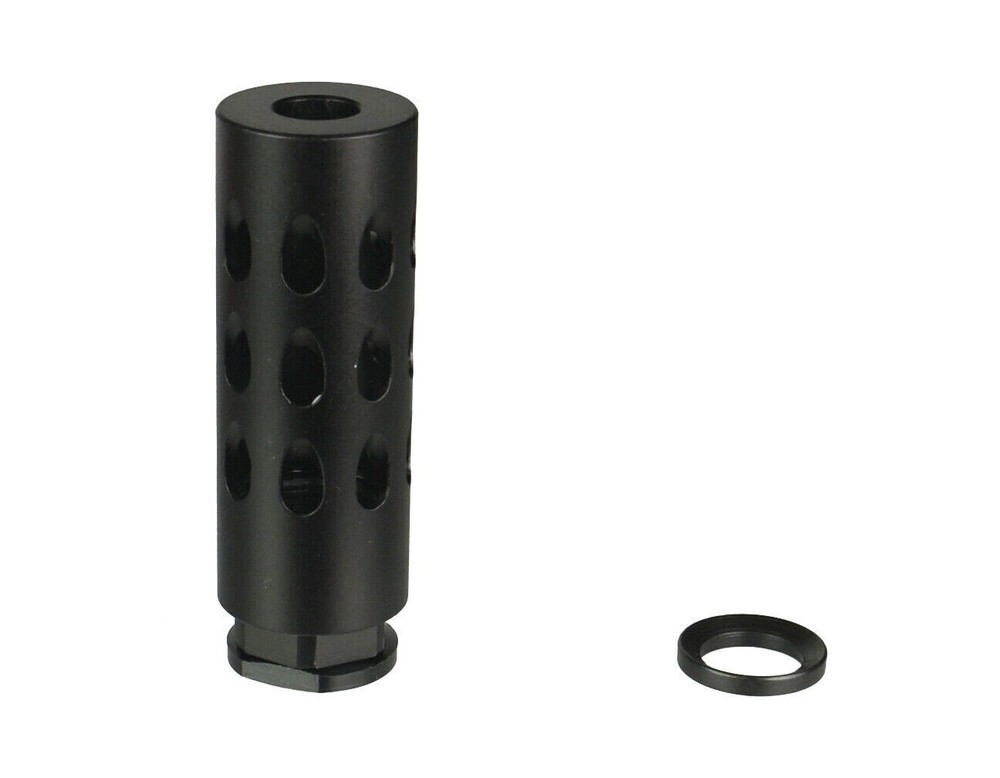 Low Concussion Muzzle Brake-Ruger PC Carbine 9 mm, Anodized Black + FREE Adapter