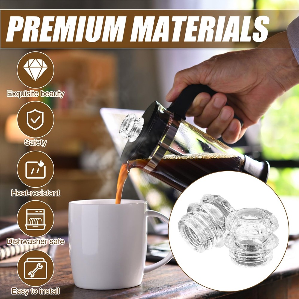 2pcs Percolator Glass Top Replacement, Parts M, Transparent