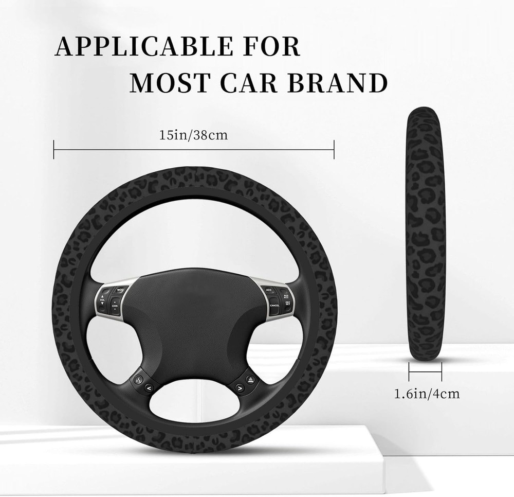 Leopard Print Elastic Steering Wheel Cover New