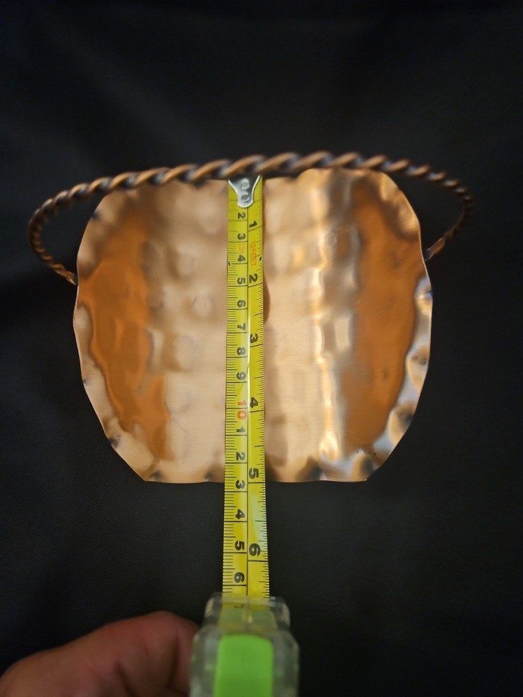 Vintage GREGORIAN COPPER Small Footed Basket With Handle 5 x 5"