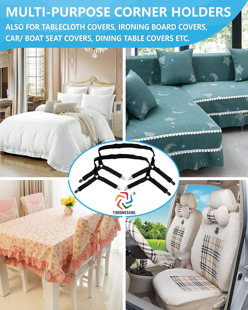 Bed Sheet Holder Straps Adjustable Sheet Stays Keepers With Elastic Bands