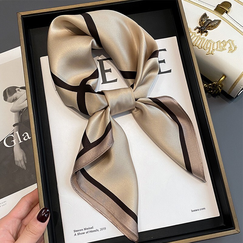 100% Mulberry Silk 27" Square Scarf Women Neckerchief Wrap Fashion Design Check