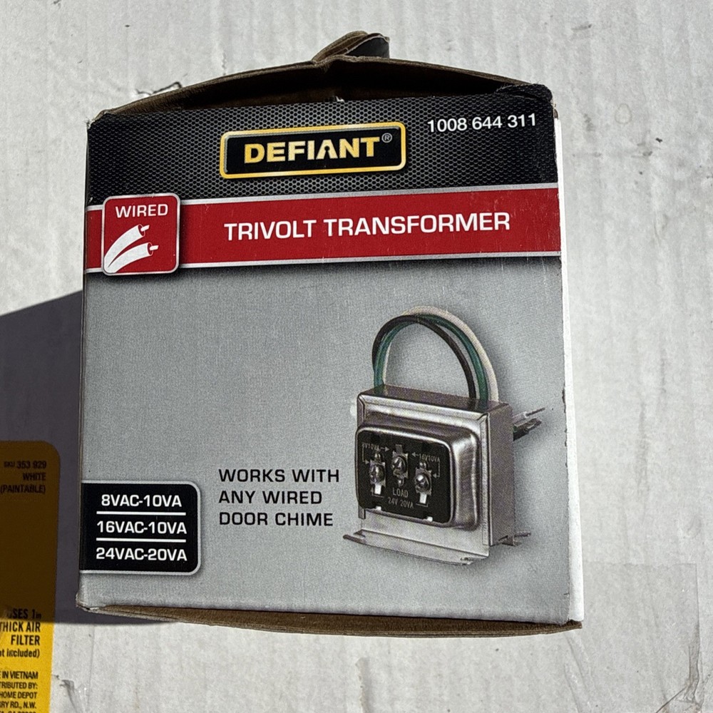 Defiant Wired Doorbell Tri-Volt Transformer