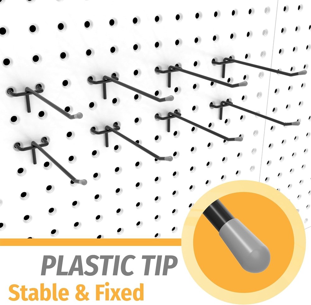 Black Pegboard Hooks 4 Inch, 50PC, Peg Board Hooks, fit 4'',