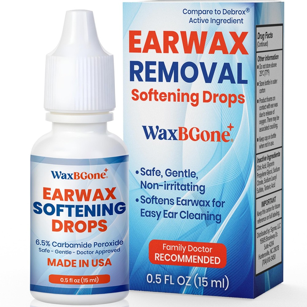WaxBgone Ear Wax Removal Drops - Dissolves with Gentle 0.5 Ounce
