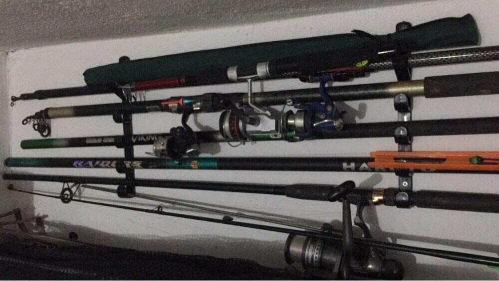 1Pair Fishing Rod Storage Rack, Horizontal Wall Mount Medium, Black