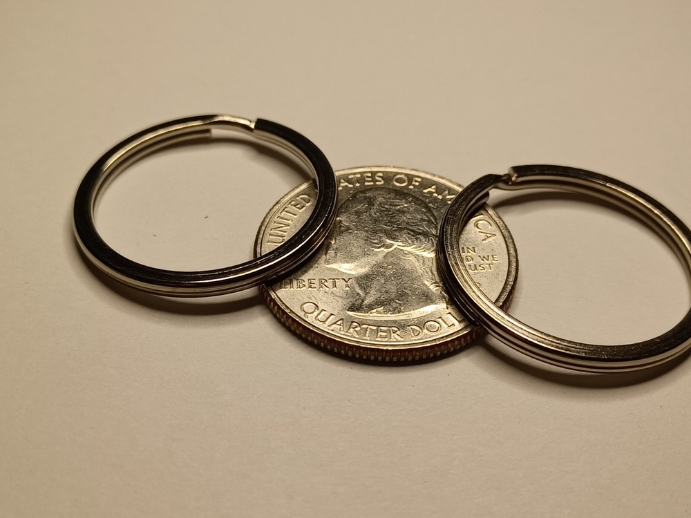 2 New 1 Inch Premium 25mm Nickle Plated Flat Split Ring Key Rings Key Holders