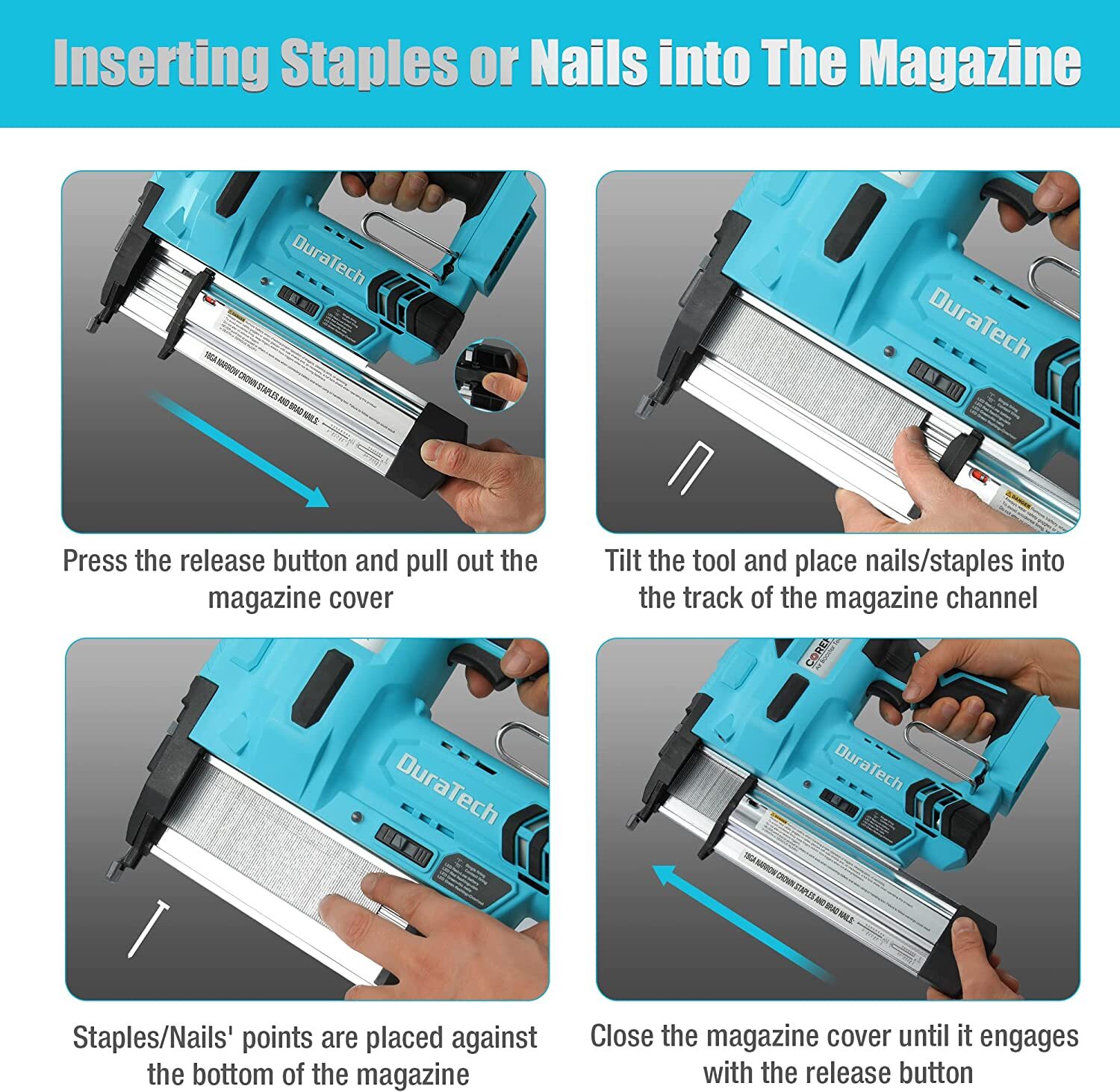 2-IN-1 Cordless Brad Nailer 18 GA Nail/Staple Gun with 1000PCS Staples NEW