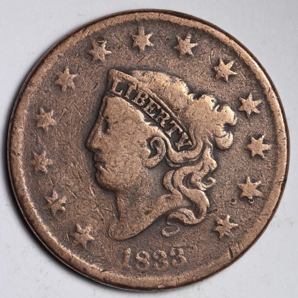 1833 Doubled Profile Coronet Head Large Cent CHOICE FINE E301 DB