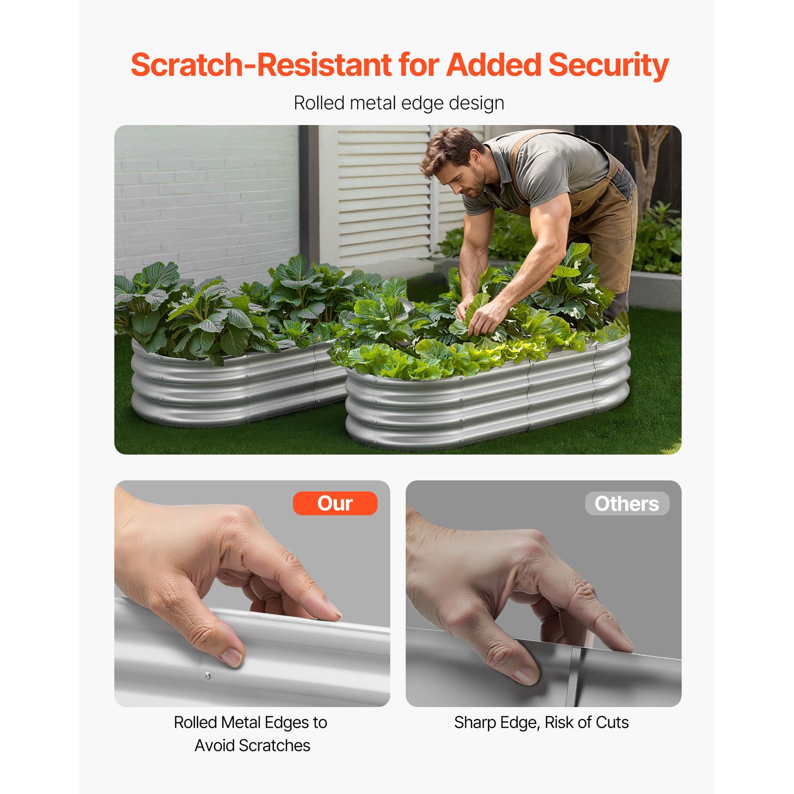 Uimoso Metal Raised Garden Bed Galvanized Planter Box 4x2x1 ft in Silver Finish