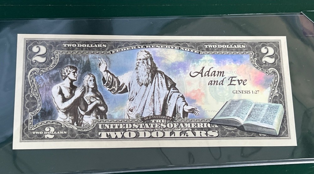 Biblical Colorized $2 Dollar US Notes Adam & Eve - Noah’s Ark